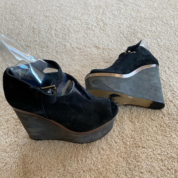 TOPSHOP Suede Wedged Sandals Buckle 40 - Picture 5 of 9